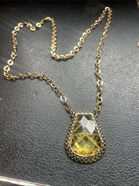 Gold-Tone Yellow Teardrop Pendant Necklace